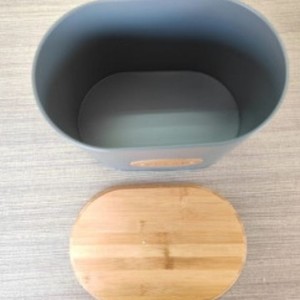 Boîte de conservation du pain en plastique cylindrique avec couvercle en bois pour la conservation de la fraîcheur, utilisation alimentaire en cuisine, taille M - Product Image 4
