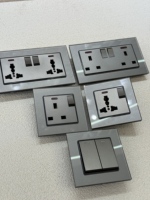 Interruptor de Luz de Pared Eléctrico con Marco de Vidrio Templado 86/146/172, 220-250V 16A, 2 Vías, Duradero, Moderno, Enchufe Estándar del Reino Unido, USB Tipo-C