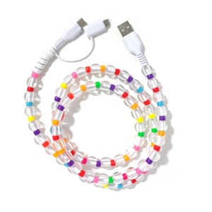 Caricabatterie per Auto con Perline Colorate Trasparenti, Cavo di Ricarica per <span class=keywords><strong>Telefono</strong></span> con Perline Carino e Originale - Product Image 1