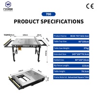 Scie à table coulissante portable WANJIA 700 avec bande de roulement étendue pour une coupe de planches larges, équipement de menuiserie qui rend le travail plus facile