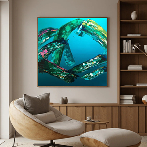 Dipinto a Olio Astratto con Texture a Vortice di Acquamarina 100% Fatto a Mano, Arte su Tela per Decorazione Casa e Hotel, Opera d'Arte Calmante - Product Image 6