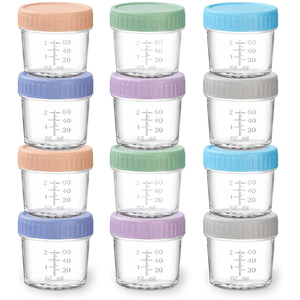 Contenants <span class=keywords><strong>de</strong></span> stockage pour aliments pour bébés en verre <span class=keywords><strong>de</strong></span> 4 oz avec couvercles, étanches, sans BPA, réutilisables, pour congélateur et micro-ondes - Product Image 1