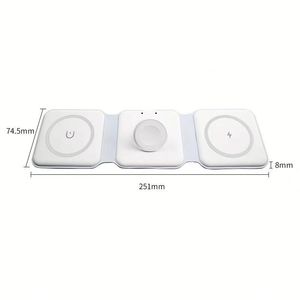 Hot Selling Foldable 15w Fast Magnetic 3 in 1 Wireless Charger Station for Mobile Phone Fast Charging Desktop Charger <b>Stand</b> - Product Image 1