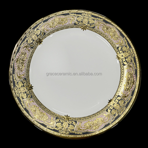 Service d'assiettes plates en céramique au design moderne et électrique doré, vaisselle de luxe, nouveaux ensembles de 36 pièces de vaisselle en porcelaine pour 12 personnes - Product Image 6