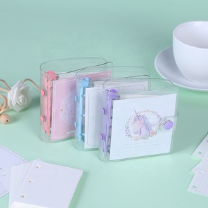 Lindo coreano A7 cuaderno en espiral transparente PVC Mini 3 agujeros hojas sueltas recargable papelería estudiante carpeta - Product Image 4