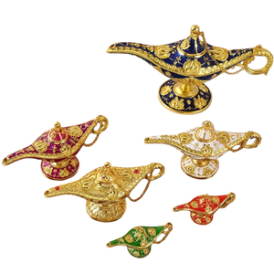 Quemador de Incienso con Lámpara Mágica de Aladino, Artesanía en Metal, Adornos Metálicos, Decoración del Hogar, Uso en Hoteles y Bodas, Lámpara de Aladino Roja - Product Image 1