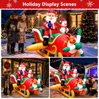 Avion géant gonflable personnalisé de Noël avec Père Noël pilote et éclairage LED intégré, accessoire gonflable pour centre commercial, magasin, attraction de vacances