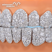 Grillz dentaire personnalisé de luxe style mosaïque en argent 925 avec incrustation de croix en moissanite VVS et opale bleue, bijoux corporels unisexe pour rappeurs hip-hop