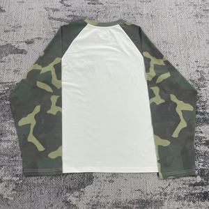 TS3473 <span class=keywords><strong>T</strong></span>-shirts à manches longues pour hommes, personnalisés, en tissu épais, camouflage, surdimensionnés, brodés - Product Image 4