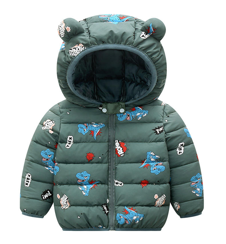 Winter Boys and Girls Clothes Cartoon Light Short Paragraph Coat With Bear  Ear Hoodie Baby Children Winter Down Jacket