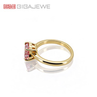Bague de fiançailles solitaire GIGAJEWE en or massif 9K 14K 18K avec moissanite rose taille trèfle 1,2 ct 7 mm