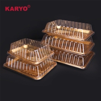 KARYO 0039 Contenant personnalisé à emporter avec couvercle transparent doré, boîte d'emballage en plastique pour desserts, pain, plateau jetable pour aliments, crêpes