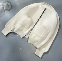KD Tricot Fabricant Personnalisable Logo Motif Poche À Manches Longues Double Fermeture Éclair Laine Hommes Pull Cardigan