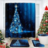 Rideau de Douche en Polyester Motif Sapin de Noël Brillant, Rideau de Salle de Bain Imperméable, Anti-Moisissure, Séchage Rapide pour Douche à Domicile, Personnalisable