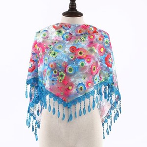 Sciarpa <span class=keywords><strong>velo</strong></span> triangolare primaverile in pizzo di poliestere per copertura testa, <span class=keywords><strong>mantilla</strong></span> per cattedrale e chiesa, scialle da sposa multicolore - Product Image 4