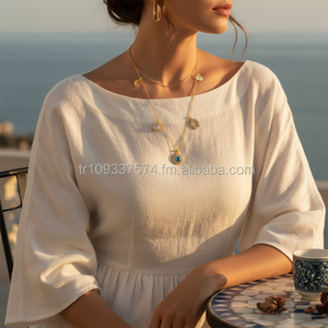 14K oro sólido Nazar Dios suerte encanto collar joyería fina para mujeres hecho en Turquía - Product Image 3