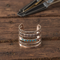 Haute qualité Vintage Cowgirl Western Bracelet empilable bleu Turquoise décoré multicouche creux ouvert Bracelet mode Bracelet