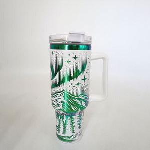 Vaso Térmico de Acero Inoxidable de 40oz Personalizado al por Mayor con Asa y Popote, Taza de Viaje Aislada para Coche y Exteriores - Product Image 1