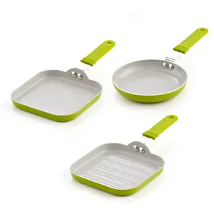 3 pcs egg steak fry pan and grill pan for barbecue omelette pan ceramic cookware set