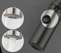 Robinet de cuisine moderne en laiton et céramique avec douchette extractible, finition brossée, monocommande, jet latéral, monotrou, eau chaude et froide, à poser sur comptoir