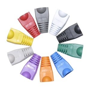 Crystal Head Protector Colored <b>RJ45</b> Network <b>Cable</b> Connector 8P8C Cat5e Plastic Molding Ethernet Connectors - Product Image 1