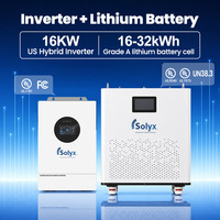 Système solaire hors réseau complet 16 kW, onduleur hybride triphasé, stockage de batterie 16-32 kWh, solution d'alimentation de secours pour toute la structure