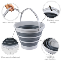 Seau pliable en silicone 10L 15L pour lavage, pêche, camping, plage, seau à eau pliable en plastique 10 litres