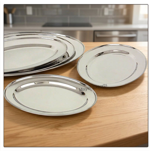 Mayur exporta bandeja de servicio de acero inoxidable hecha a mano, plato de Metal de diseño Rectangular único, uso de cocina en el hogar, almacenamiento elegante - Product Image 2
