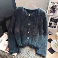 Suéter de Punto Informal de Invierno Más Vendido, Antiarrugas, 100% Poliéster, Cuello Redondo, Color Sólido, Cárdigan Suave de Un Solo Pecho para Mujer