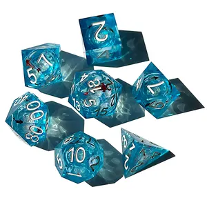 Factory DND Koi fish dnd dice set liquid core for role playing games , Multicolor dungeons and dragons dice set