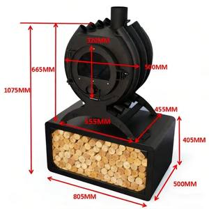 Estufa de <span class=keywords><strong>Leña</strong></span> Robusta de Hierro Fundido con Base para Almacenamiento de <span class=keywords><strong>Leña</strong></span> para Cabaña - Product Image 2