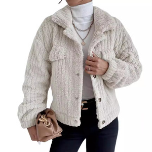 Cappotto Casual in peluche da <span class=keywords><strong>donna</strong></span> per l'autunno inverno comodo con risvolto addensato lungo <span class=keywords><strong>abbigliamento</strong></span> per adulti - Product Image 5