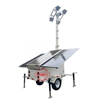 Lampu LED nirkabel Trailer lampu surya portabel dengan 7m tiang teleskopik