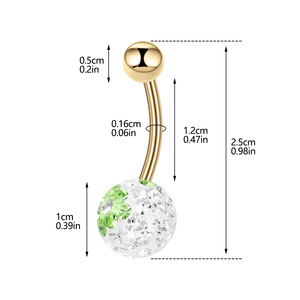 Anillo de <span class=keywords><strong>ombligo</strong></span> con letras simples a la moda con acero inoxidable incrustante circón gota aceite cuerpo Piercing joyería - Product Image 3