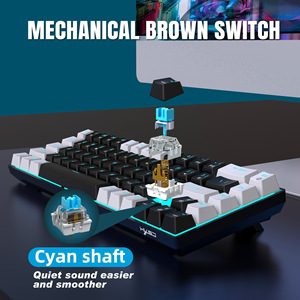 Ergonômico Dual-Color Injection Keycaps Novo 68-Key Wired Teclado Mecânico Gaming Hot-Swappable Interruptor Azul Ice Blue Laptop - Product Image 4