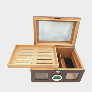 Humidor de Cigarros de Madera de Cedro con Tapa Abatible de Doble Capa, con Cerradura, a Prueba de Humedad, Diseño Rectangular, Gran Capacidad de Almacenamiento - Product Image 5