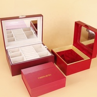 Boîtes à bijoux en carton rigide et en bois avec tiroir miroir, emballage de présentation pour ensembles, emballage cadeau