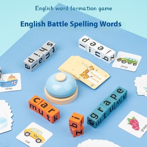 Jeu de société Montessori en bois pour l'éveil précoce des enfants : Blocs de construction de lettres anglaises, Bataille de mots, Apprentissage de l'<span class=keywords><strong>orthographe</strong></span> - Product Image 2
