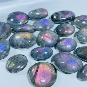 批发天然水晶愈合石工艺品紫光拉布拉多滚石礼品装饰