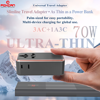 Adaptateur de voyage international ultra-fin Foxcan 10A 3 prises AC avec 3 prises USB-C + 1 prise USB-A pour ordinateur portable et téléphone portable