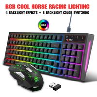 Kombo Keyboard dan Mouse Gaming HXSJ L99 2.4G Nirkabel RGB Backlit Keyboard 96-tombol Bercahaya Warna-warni untuk Laptop PC