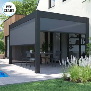 Customized Adjustable Motorised Outdoor Pergola Waterproof Aluminum Louvered Garden Roof Bioclimatic Pergola For Sunshade