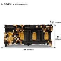Armoire de rangement de luxe grande capacité et durable, édition limitée exclusive, buffet avec intérieur en verre fumé et laiton plaqué or