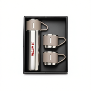 Set Thermos in Acciaio Inox 500 Ml Isolato Sottovuoto per Caffè Tè Acqua Viaggi all'Aperto con 2 Tazze Confezione Regalo - Product Image 1