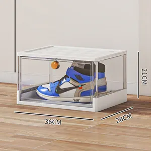 도매 접이식 플라스틱 보관함 홈 신발 상자 투명 쌓을 수있는 신발 상자