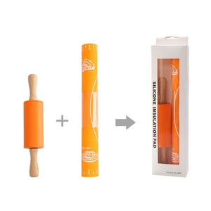Hot Sales Kitchen Accessories Set Baking Silicone Mat and Wood <b>Rolling</b> Pin Baking Sets - Product Image 6
