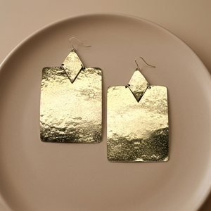 Pendientes Colgantes de Latón Extra Grandes con Acabado Mate Texturizado y Martillado, Estilo Clásico Unisex para Suministro de Boutique de Moda, Mejor Precio - Product Image 1