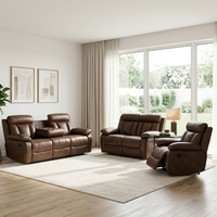Canapé modulaire en cuir inclinable manuel 3+2+1 places, confortable pour salon, villa, salle de sport