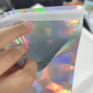 Custom Logo Printed Plastic Smell Proof Foil Holographic Rainbow Color Self Adhesive Bags Shipping Mailer Bag - Product Image 5
