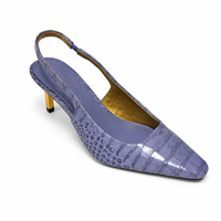 Escarpins Slingback à Talon Haut et Bout Pointu en Cuir Gaufré Crocodile Lavande pour Femme – Chaussures de Soirée de Luxe 2026